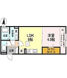 白井ハイツ 2階1LDKの間取り