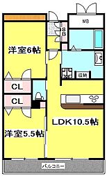 ジョナサン 2LDKの間取図画像