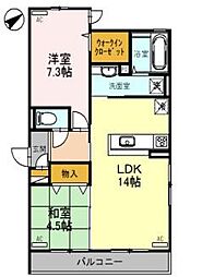 ラメゾンドボヌール桜塚A 2LDKの間取図画像