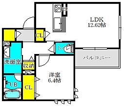 北右衛門 1LDKの間取図画像