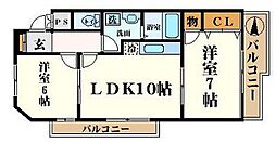 更紗上野東 2LDKの間取図画像