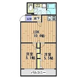 ウェルスクエア豊中北桜塚 2LDKの間取図画像