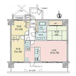 ヴェルビュ枚方公園菊ケ丘 3LDKの間取り