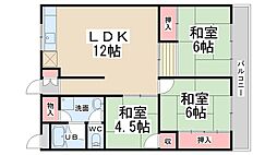 エリエールハイツ川西 3LDKの間取図画像