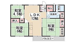 エリエールハイツ川西 3LDKの間取図画像