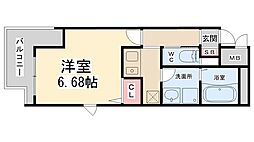 ONLYONE小花 1Kの間取図画像