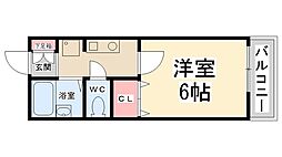 アムール花屋敷 1Kの間取図画像