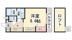 フルール花屋敷 1Kの間取図画像