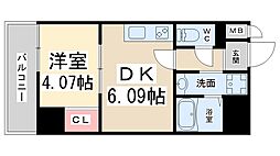 クローバー・クレア池田 1DKの間取図画像