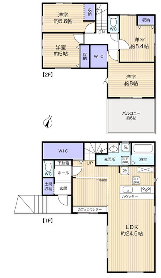 土間収納やWIC2箇所付きの収納豊富な4LDK