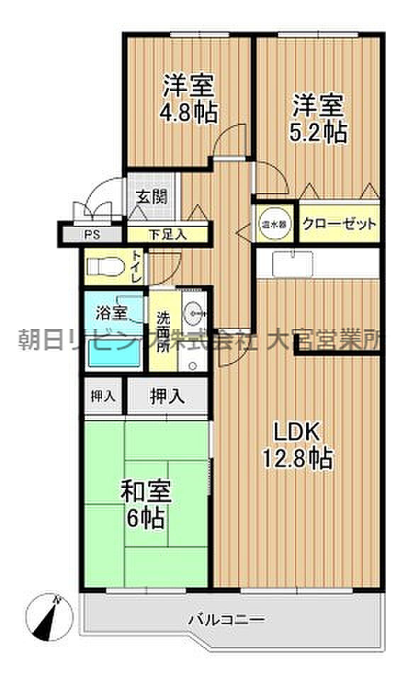 大宮七里サンコーポ(3LDK) 2階の間取り