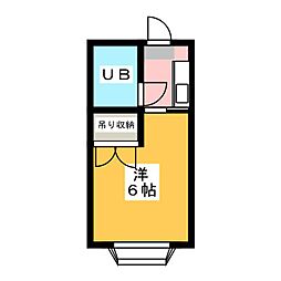 沢井コーポ 2階1Kの間取り