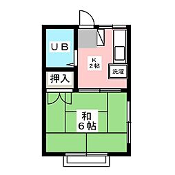 コーポ高橋 2階1Kの間取り