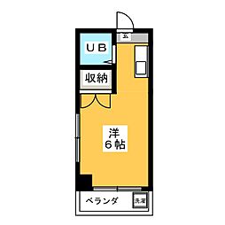 コスモビル 2階ワンルームの間取り