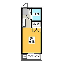 サンハイツ田倉 1階ワンルームの間取り