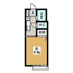 ワンダーランド 1階ワンルームの間取り