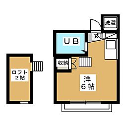 メゾンホワイト 2階ワンルームの間取り