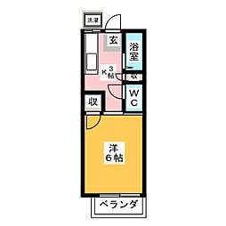 メゾンブランセ 1階1Kの間取り