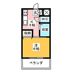 フェイム　ドゥ　ボウ 1階1Kの間取り