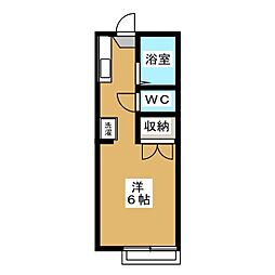 グリーンフィールド 2階ワンルームの間取り