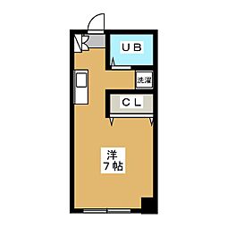 第3宮田ビル 2階ワンルームの間取り