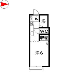 ワンダーランド 2階ワンルームの間取り