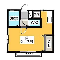 Ｌａｕ　Ｌｅ’ａ　2 1階ワンルームの間取り