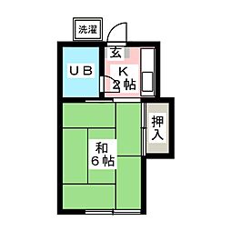 コーポ青木 2階1Kの間取り