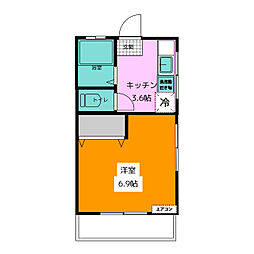 丸泰コーポ 2階1Kの間取り