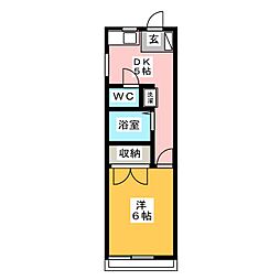 ヴィラウィスタリア 1階1DKの間取り