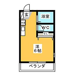 メゾン・ド・ジーユー 2階ワンルームの間取り