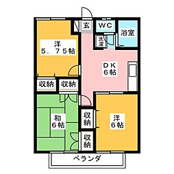 グリーンパーク 2階3DKの間取り