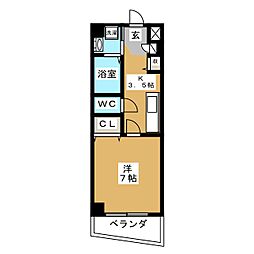 テンジンビル弐番館 1階1Kの間取り