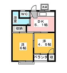 ユニバース7 2DKの間取図画像