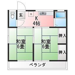 コーポ中田 2Kの間取図画像