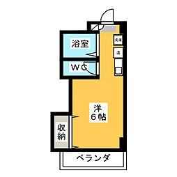 石坂ゼフィール ワンルームの間取図画像