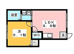 アクアシティ追分 1LDKの間取図画像