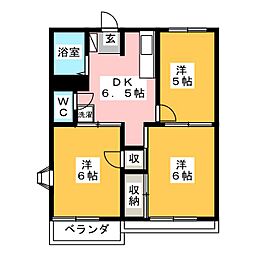 アネックスめじろ台D 3DKの間取図画像