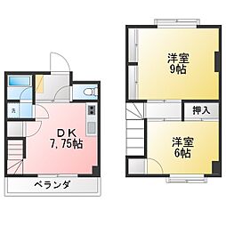 メゾン飛鳥 2DKの間取図画像