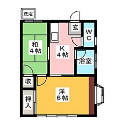 小野田マンション 2Kの間取図画像