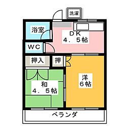 コーポときわ 2DKの間取図画像