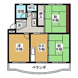 メゾンドハーティー 3DKの間取図画像