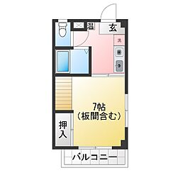ワイズフィールド 1Kの間取図画像
