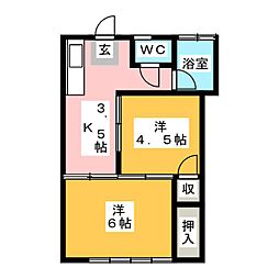 小野田マンション 2Kの間取図画像