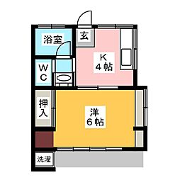 ハイツタチバナ 1階1Kの間取り