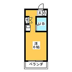 ウェーブ 2階ワンルームの間取り