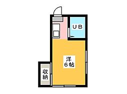 ハイムホシヤ 203 2階ワンルームの間取り