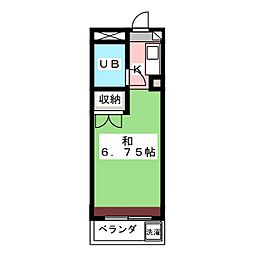 第2キクヤビル 1階ワンルームの間取り