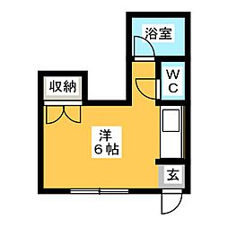 エコーハイツ 1階ワンルームの間取り