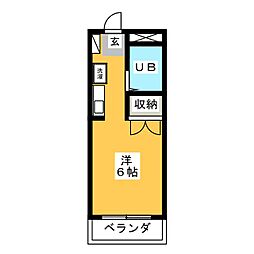 瀬川ビル 1階ワンルームの間取り